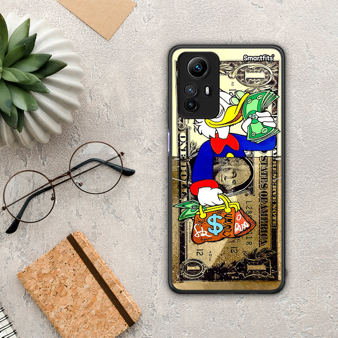 Θήκη Xiaomi Redmi Note 12S Duck Money από τη Smartfits με σχέδιο στο πίσω μέρος και μαύρο περίβλημα | Xiaomi Redmi Note 12S Duck Money Case with Colorful Back and Black Bezels