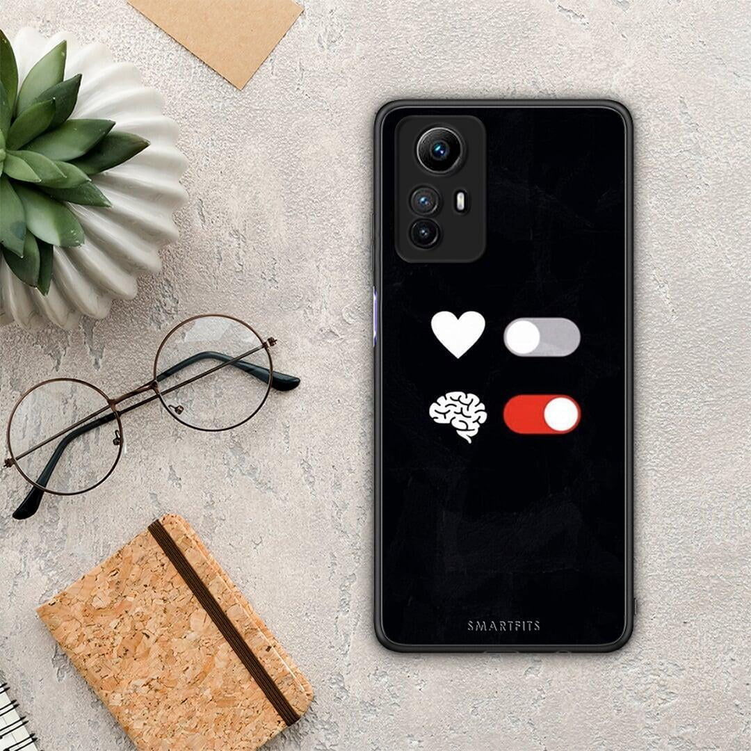 Θήκη Xiaomi Redmi Note 12S / Redmi K60 Pro Heart Vs Brain από τη Smartfits με σχέδιο στο πίσω μέρος και μαύρο περίβλημα | Xiaomi Redmi Note 12S / Redmi K60 Pro Heart Vs Brain Case with Colorful Back and Black Bezels