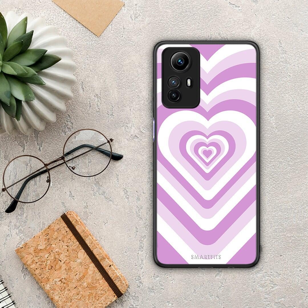 Θήκη Xiaomi Redmi Note 12S / Redmi K60 Pro Lilac Hearts από τη Smartfits με σχέδιο στο πίσω μέρος και μαύρο περίβλημα | Xiaomi Redmi Note 12S / Redmi K60 Pro Lilac Hearts Case with Colorful Back and Black Bezels