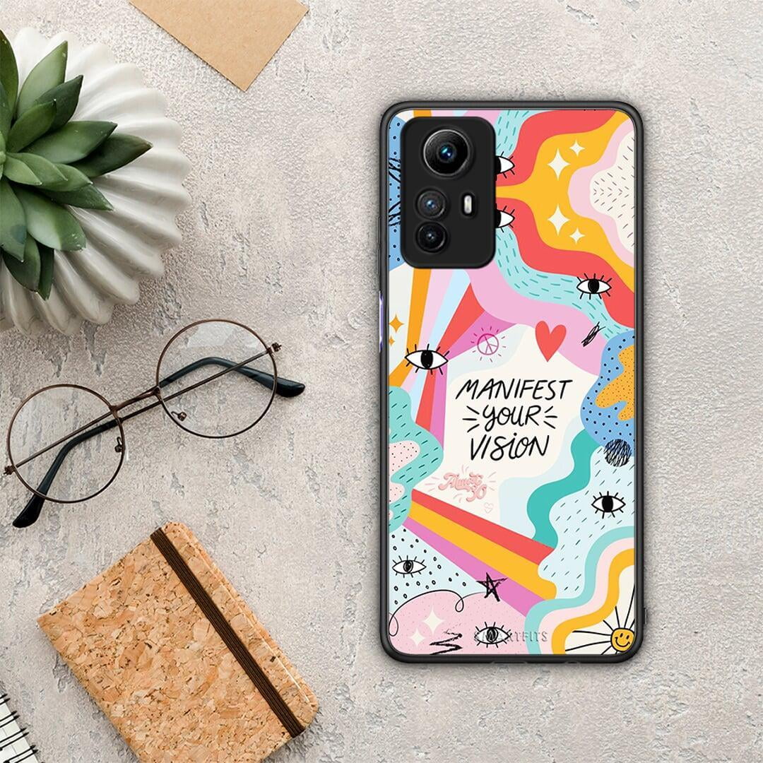 Θήκη Xiaomi Redmi Note 12S / Redmi K60 Pro Manifest Your Vision από τη Smartfits με σχέδιο στο πίσω μέρος και μαύρο περίβλημα | Xiaomi Redmi Note 12S / Redmi K60 Pro Manifest Your Vision Case with Colorful Back and Black Bezels