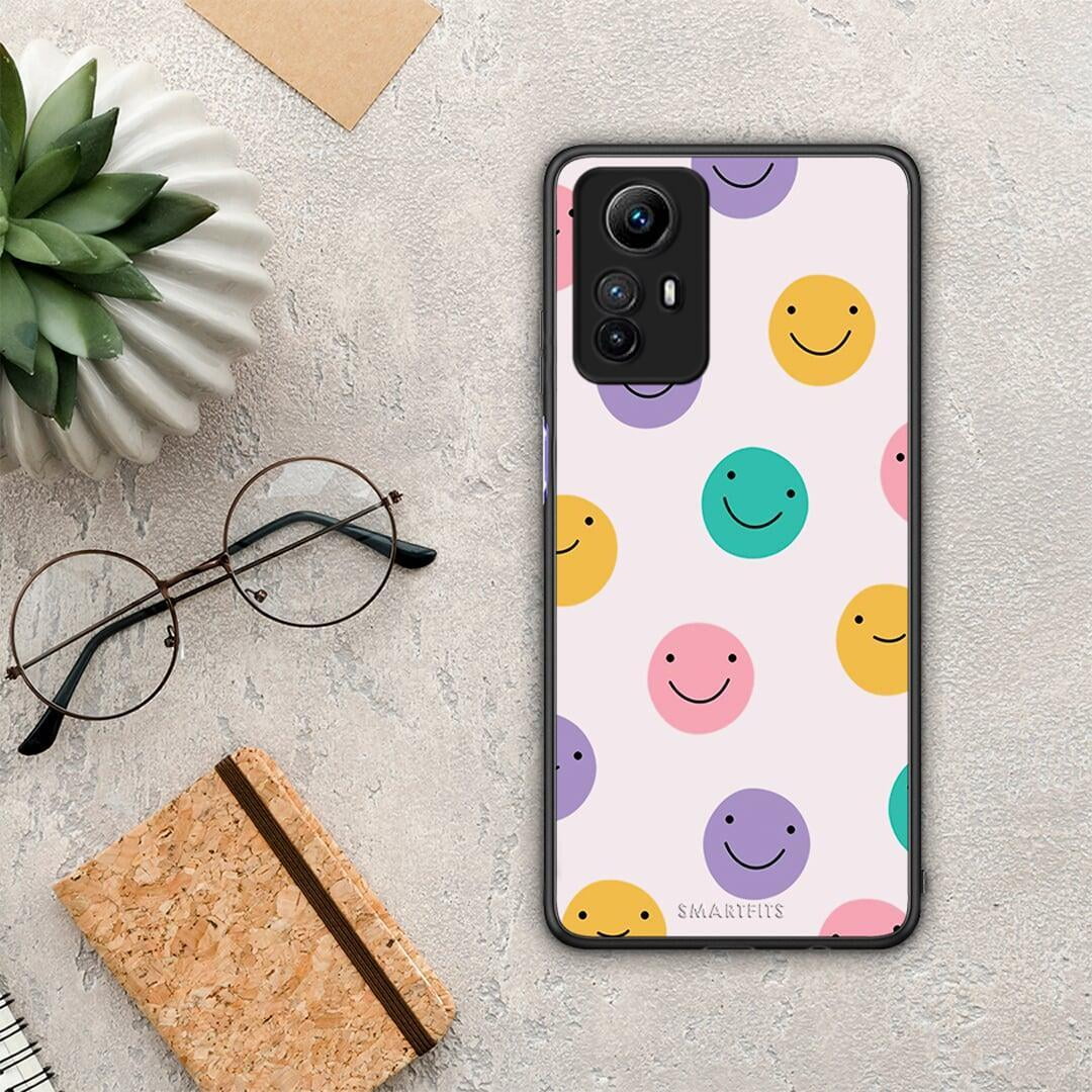 Θήκη Xiaomi Redmi Note 12S / Redmi K60 Pro Smiley Faces από τη Smartfits με σχέδιο στο πίσω μέρος και μαύρο περίβλημα | Xiaomi Redmi Note 12S / Redmi K60 Pro Smiley Faces Case with Colorful Back and Black Bezels