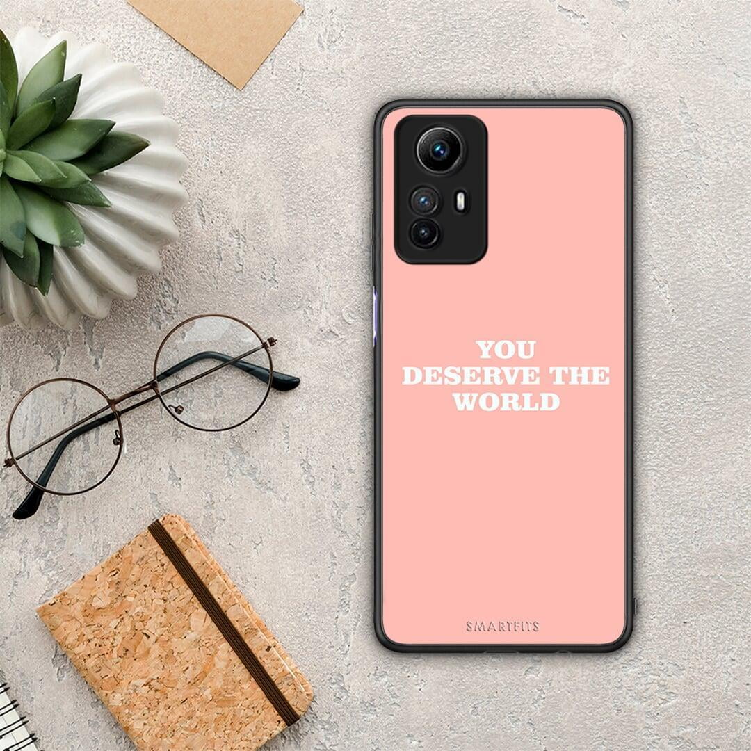 Θήκη Xiaomi Redmi Note 12S / Redmi K60 Pro You Deserve The World από τη Smartfits με σχέδιο στο πίσω μέρος και μαύρο περίβλημα | Xiaomi Redmi Note 12S / Redmi K60 Pro You Deserve The World Case with Colorful Back and Black Bezels