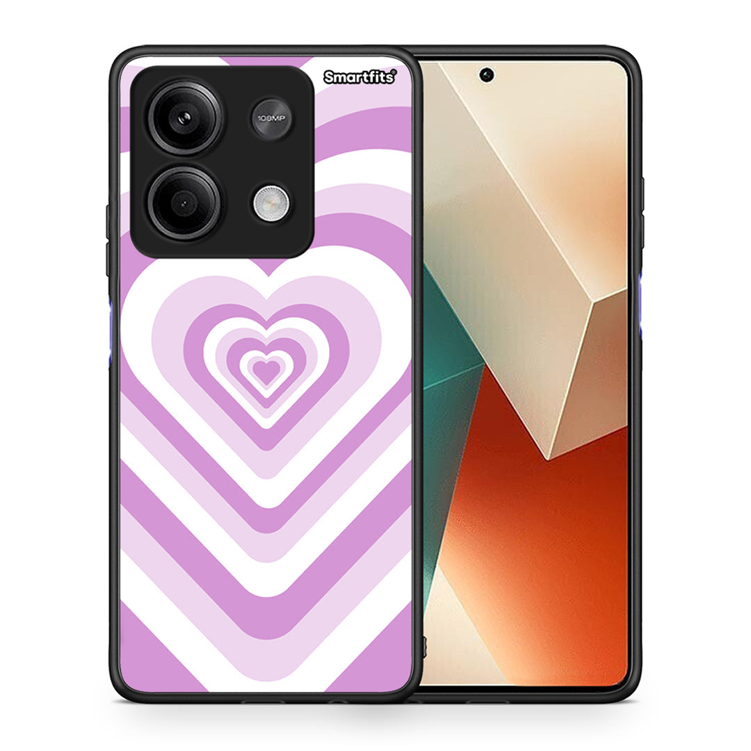 Θήκη Xiaomi Redmi Note 13 5G Lilac Hearts από τη Smartfits με σχέδιο στο πίσω μέρος και μαύρο περίβλημα | Xiaomi Redmi Note 13 5G Lilac Hearts case with colorful back and black bezels