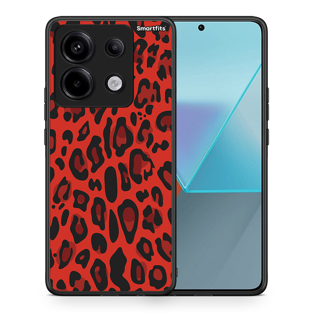 Θήκη Xiaomi Redmi Note 13 Pro 5G Red Leopard Animal από τη Smartfits με σχέδιο στο πίσω μέρος και μαύρο περίβλημα | Xiaomi Redmi Note 13 Pro 5G Red Leopard Animal case with colorful back and black bezels
