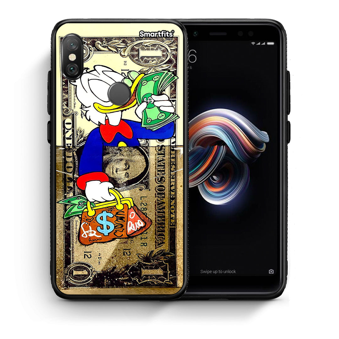 Θήκη Xiaomi Redmi Note 5 Duck Money από τη Smartfits με σχέδιο στο πίσω μέρος και μαύρο περίβλημα | Xiaomi Redmi Note 5 Duck Money case with colorful back and black bezels
