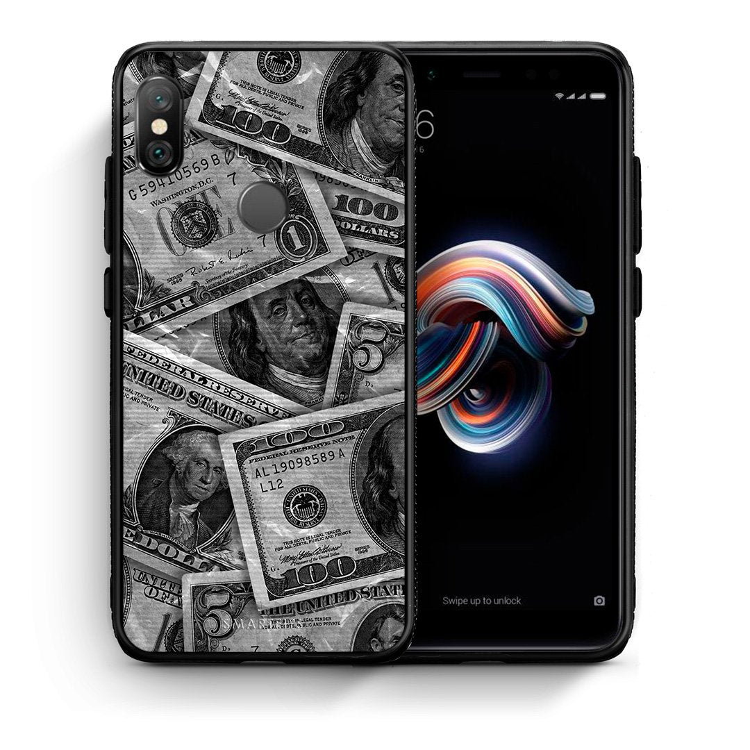 Θήκη Xiaomi Redmi Note 5 Money Dollars από τη Smartfits με σχέδιο στο πίσω μέρος και μαύρο περίβλημα | Xiaomi Redmi Note 5 Money Dollars case with colorful back and black bezels