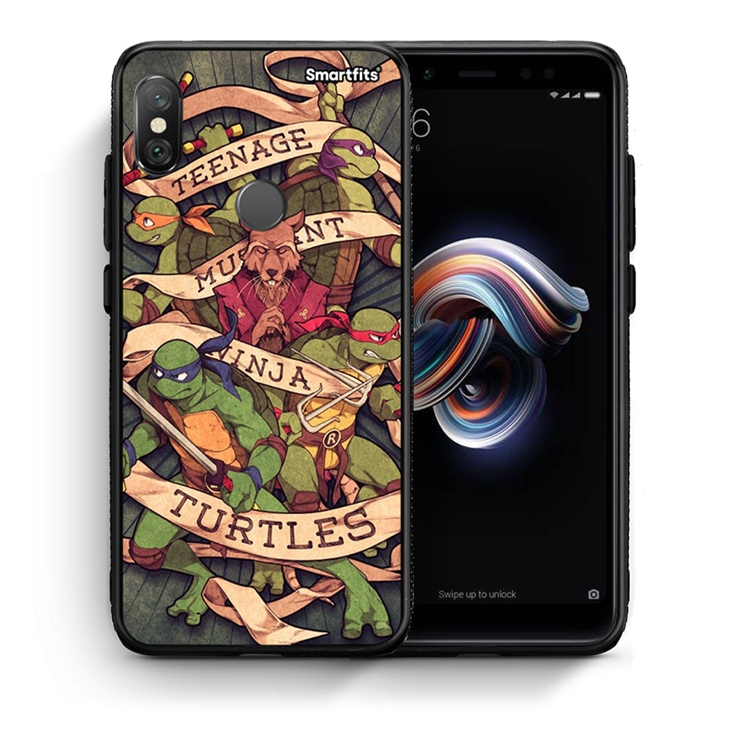Θήκη Xiaomi Redmi Note 5 Ninja Turtles από τη Smartfits με σχέδιο στο πίσω μέρος και μαύρο περίβλημα | Xiaomi Redmi Note 5 Ninja Turtles case with colorful back and black bezels
