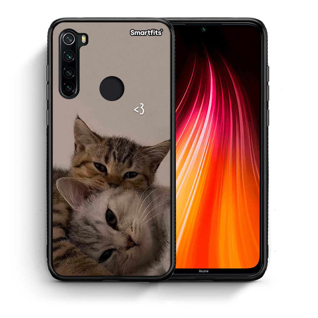 Θήκη Xiaomi Redmi Note 8 Cats In Love από τη Smartfits με σχέδιο στο πίσω μέρος και μαύρο περίβλημα | Xiaomi Redmi Note 8 Cats In Love case with colorful back and black bezels