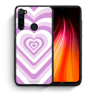 Thumbnail for Θήκη Xiaomi Redmi Note 8 Lilac Hearts από τη Smartfits με σχέδιο στο πίσω μέρος και μαύρο περίβλημα | Xiaomi Redmi Note 8 Lilac Hearts case with colorful back and black bezels