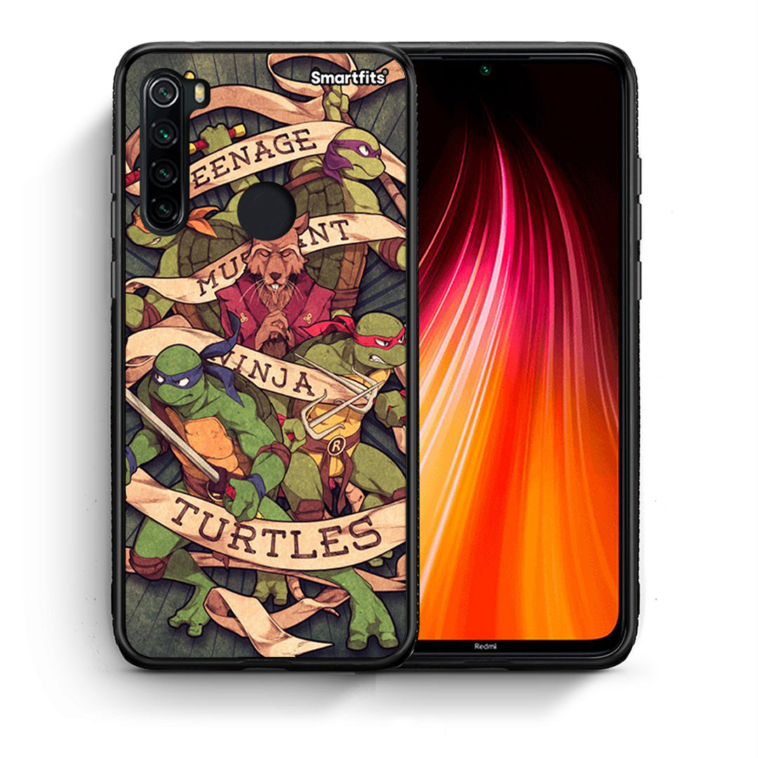 Θήκη Xiaomi Redmi Note 8 Ninja Turtles από τη Smartfits με σχέδιο στο πίσω μέρος και μαύρο περίβλημα | Xiaomi Redmi Note 8 Ninja Turtles case with colorful back and black bezels