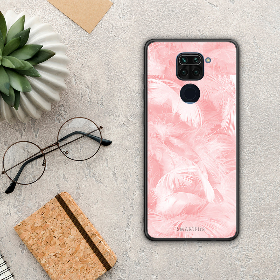 Boho Pink Feather - Xiaomi Redmi Note 9 θήκη