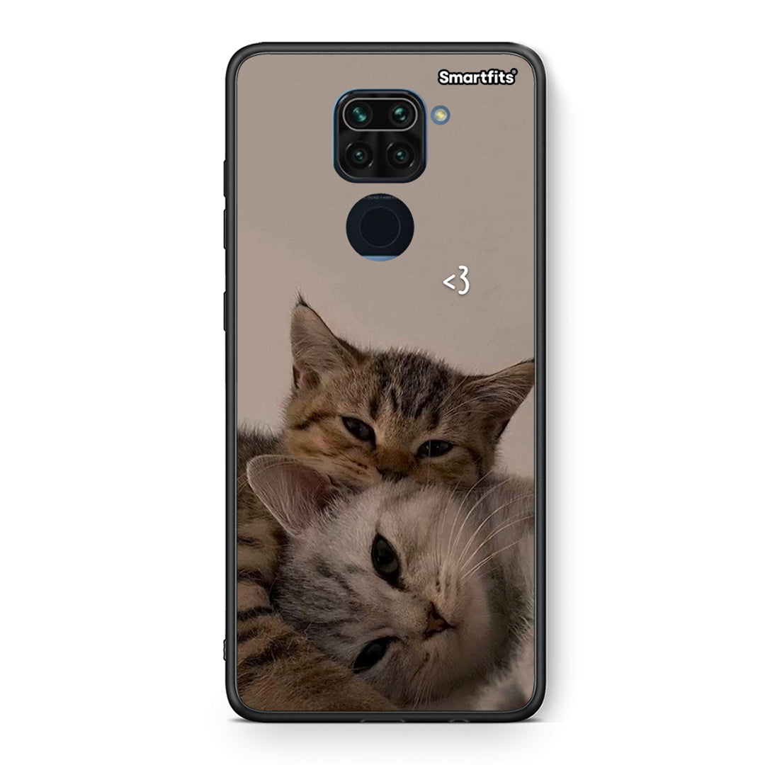 Θήκη Xiaomi Redmi Note 9 Cats In Love από τη Smartfits με σχέδιο στο πίσω μέρος και μαύρο περίβλημα | Xiaomi Redmi Note 9 Cats In Love case with colorful back and black bezels