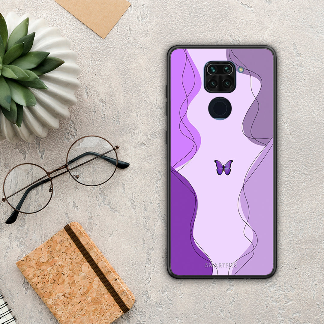 Purple Mariposa - Xiaomi Redmi Note 9 θήκη