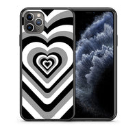 Thumbnail for Θήκη iPhone 11 Pro Black Hearts από τη Smartfits με σχέδιο στο πίσω μέρος και μαύρο περίβλημα | iPhone 11 Pro Black Hearts case with colorful back and black bezels