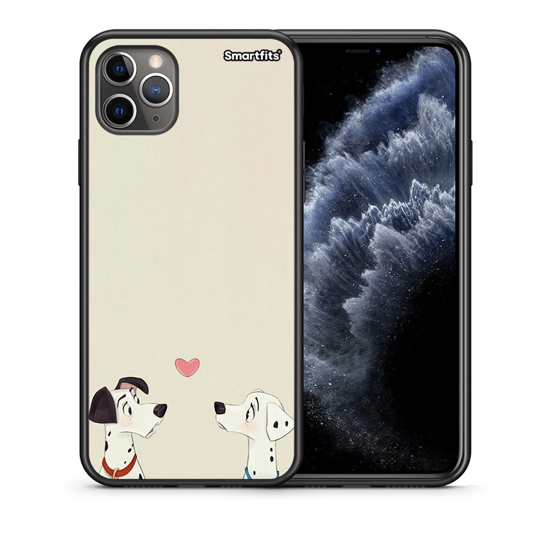 Θήκη iPhone 11 Pro Dalmatians Love από τη Smartfits με σχέδιο στο πίσω μέρος και μαύρο περίβλημα | iPhone 11 Pro Dalmatians Love case with colorful back and black bezels