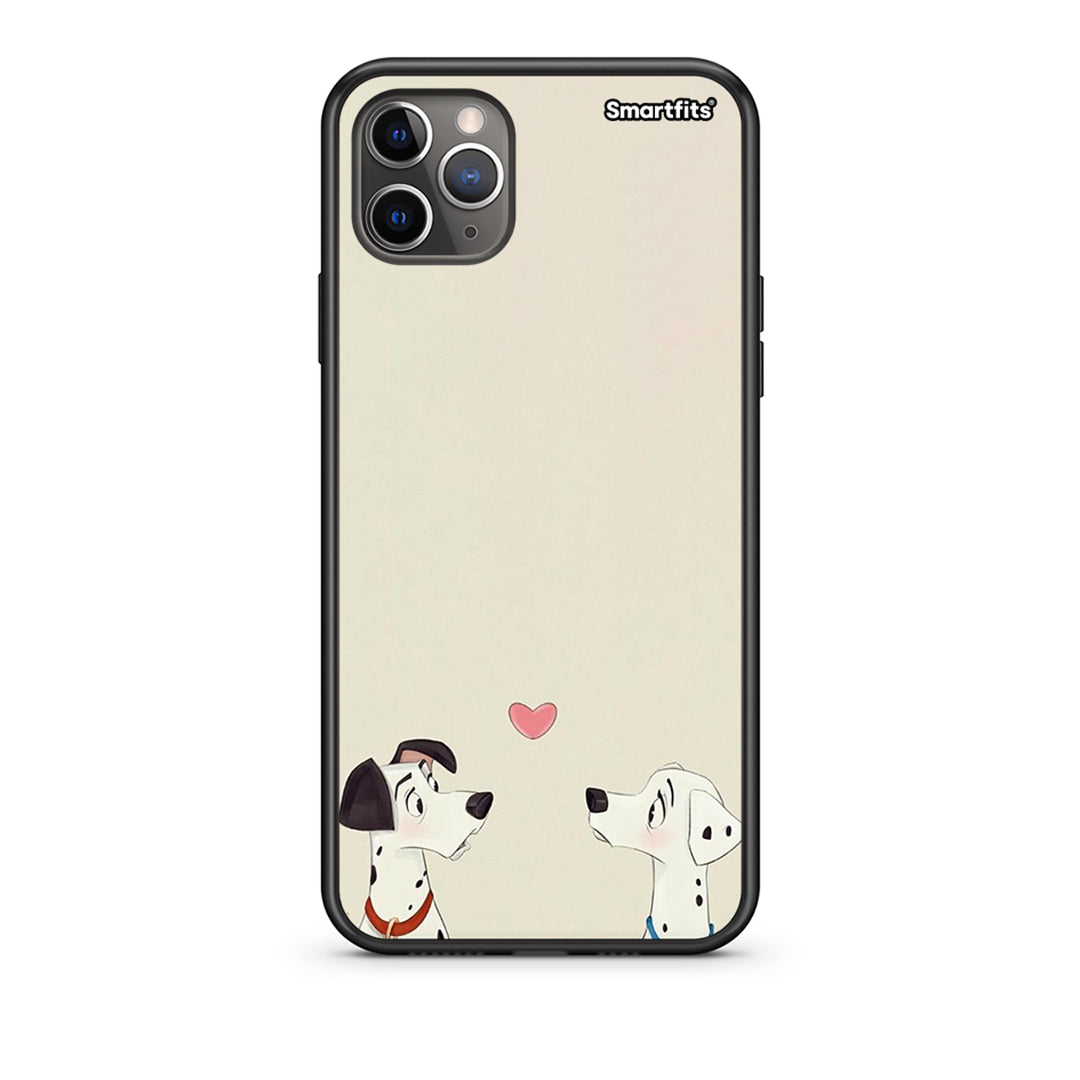 iPhone 11 Pro Dalmatians Love Θήκη από τη Smartfits με σχέδιο στο πίσω μέρος και μαύρο περίβλημα | Smartphone case with colorful back and black bezels by Smartfits