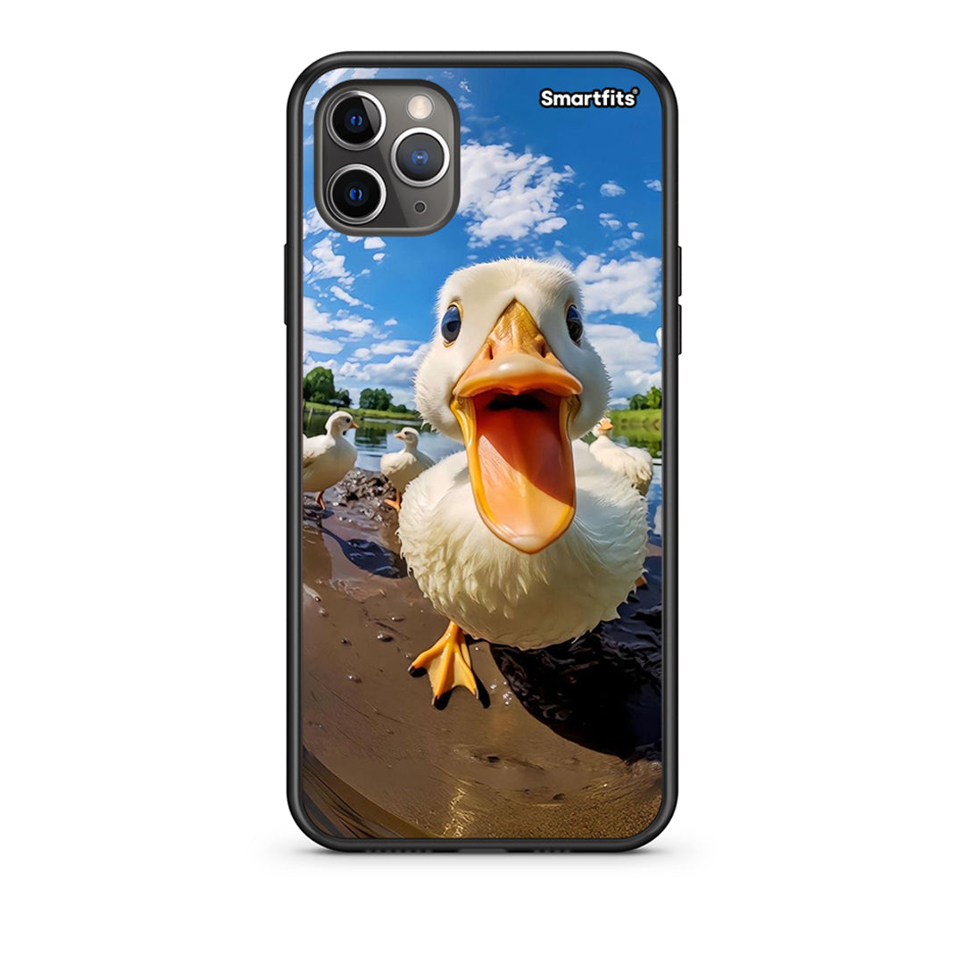 iPhone 11 Pro Duck Face Θήκη από τη Smartfits με σχέδιο στο πίσω μέρος και μαύρο περίβλημα | Smartphone case with colorful back and black bezels by Smartfits