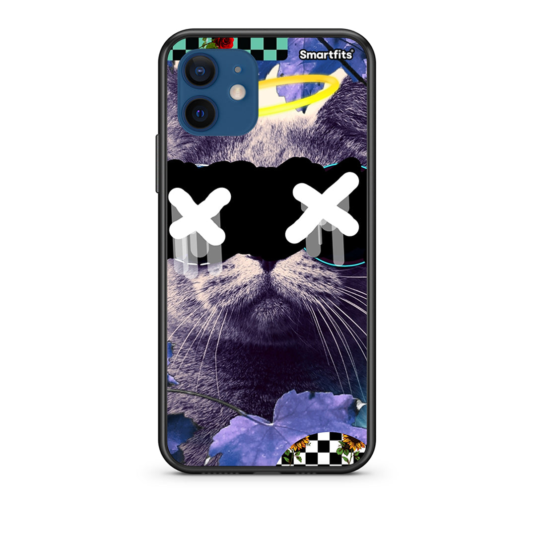 Θήκη iPhone 12 Cat Collage από τη Smartfits με σχέδιο στο πίσω μέρος και μαύρο περίβλημα | iPhone 12 Cat Collage case with colorful back and black bezels