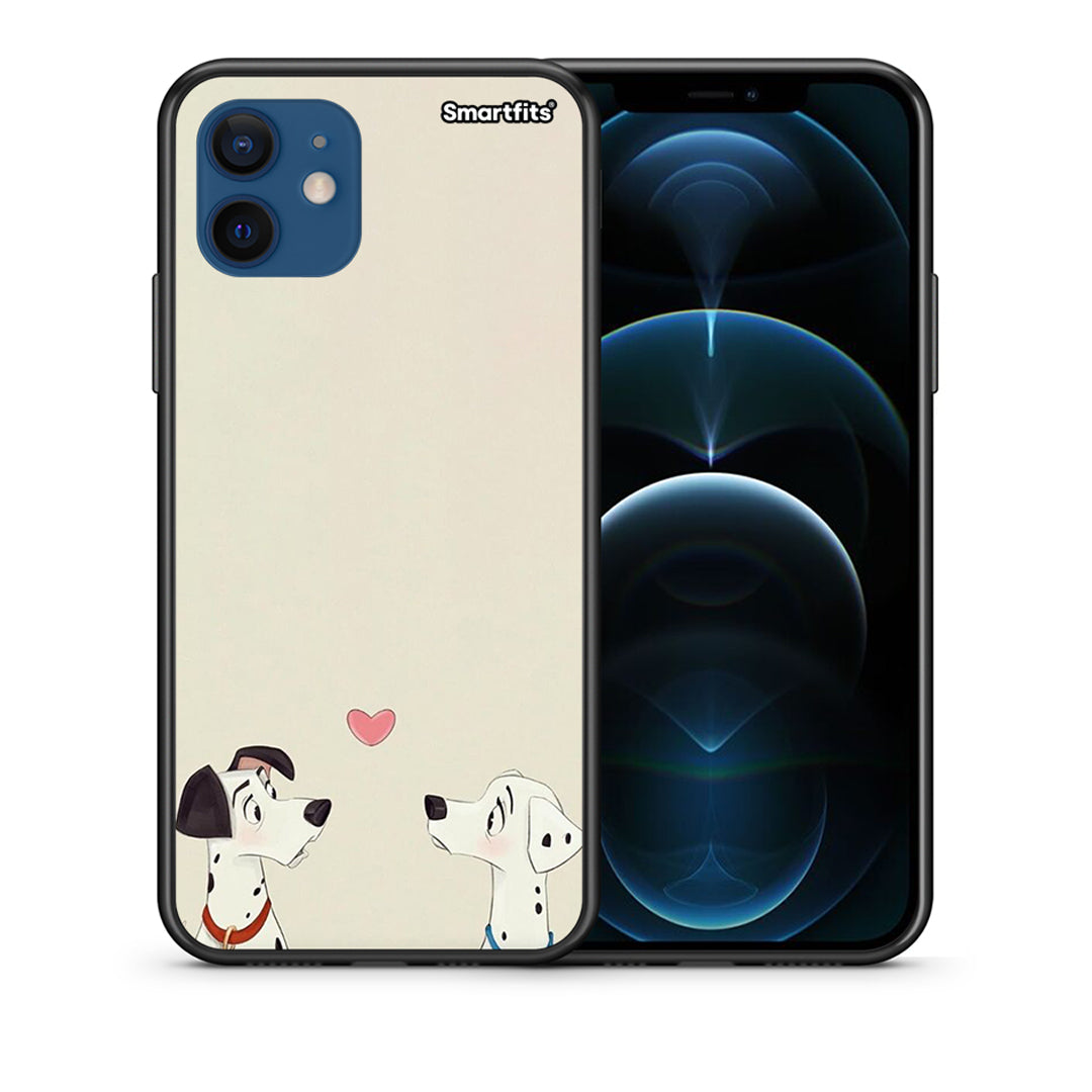 Θήκη iPhone 12 Pro Dalmatians Love από τη Smartfits με σχέδιο στο πίσω μέρος και μαύρο περίβλημα | iPhone 12 Pro Dalmatians Love case with colorful back and black bezels