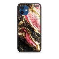 Thumbnail for Θήκη iPhone 12 Glamorous Pink Marble από τη Smartfits με σχέδιο στο πίσω μέρος και μαύρο περίβλημα | iPhone 12 Glamorous Pink Marble case with colorful back and black bezels