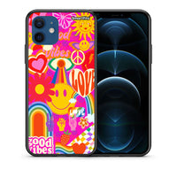 Thumbnail for Θήκη iPhone 12 Pro Hippie Love από τη Smartfits με σχέδιο στο πίσω μέρος και μαύρο περίβλημα | iPhone 12 Pro Hippie Love case with colorful back and black bezels