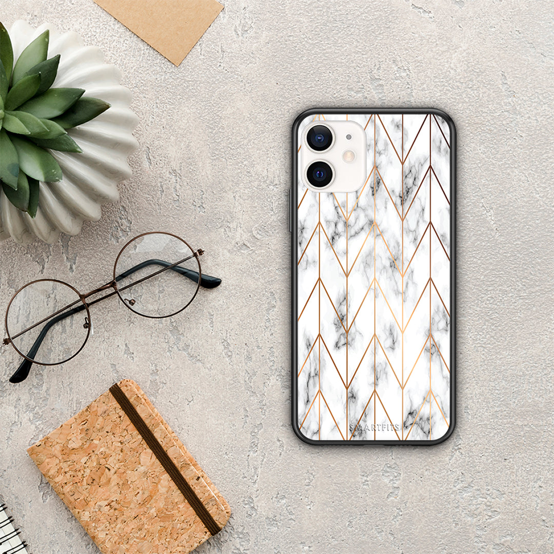 Marble Gold Geometric - iPhone 12 Mini θήκη
