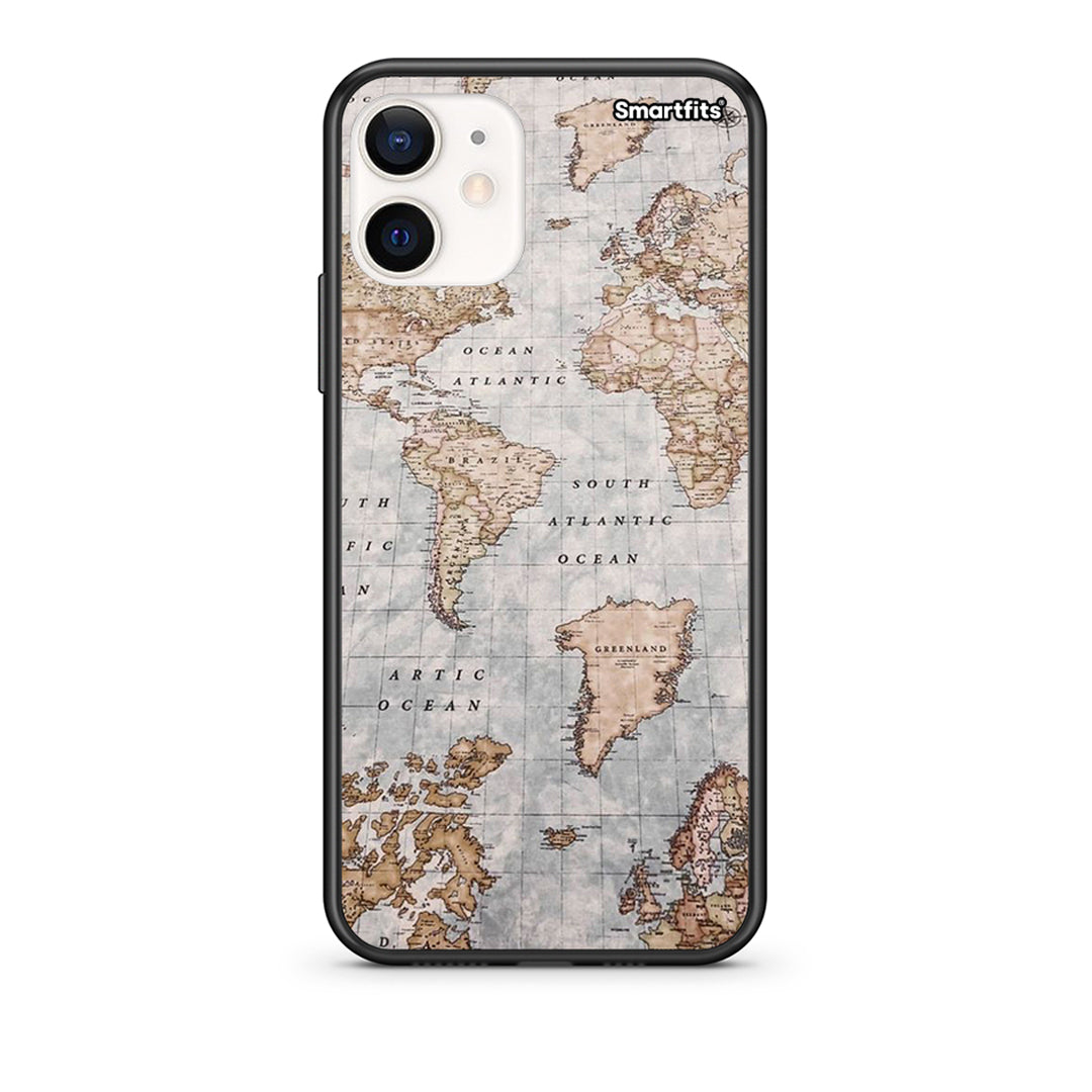 Θήκη iPhone 12 Mini World Map από τη Smartfits με σχέδιο στο πίσω μέρος και μαύρο περίβλημα | iPhone 12 Mini World Map case with colorful back and black bezels