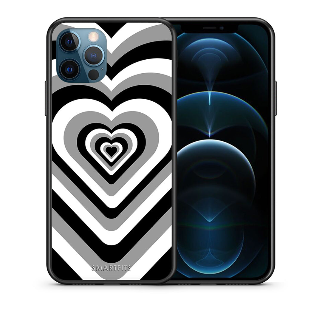Θήκη iPhone 12 Pro Max Black Hearts από τη Smartfits με σχέδιο στο πίσω μέρος και μαύρο περίβλημα | iPhone 12 Pro Max Black Hearts case with colorful back and black bezels