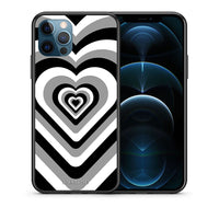 Thumbnail for Θήκη iPhone 12 Pro Max Black Hearts από τη Smartfits με σχέδιο στο πίσω μέρος και μαύρο περίβλημα | iPhone 12 Pro Max Black Hearts case with colorful back and black bezels