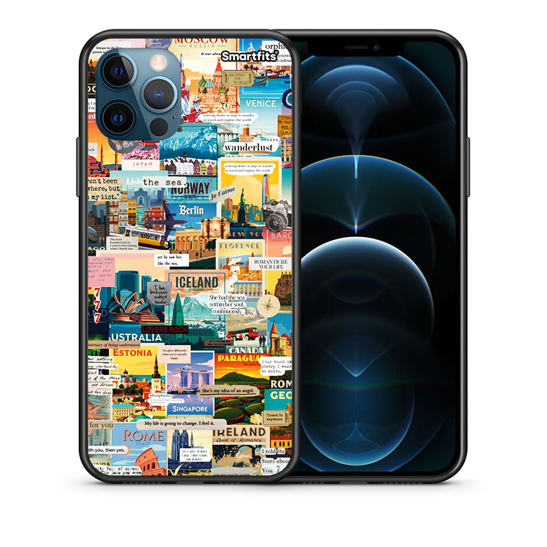 Θήκη iPhone 12 Pro Max Live To Travel από τη Smartfits με σχέδιο στο πίσω μέρος και μαύρο περίβλημα | iPhone 12 Pro Max Live To Travel case with colorful back and black bezels