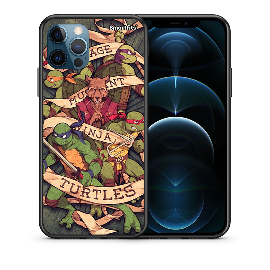 Θήκη iPhone 12 Pro Max Ninja Turtles από τη Smartfits με σχέδιο στο πίσω μέρος και μαύρο περίβλημα | iPhone 12 Pro Max Ninja Turtles case with colorful back and black bezels