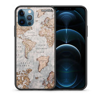 Thumbnail for Θήκη iPhone 12 Pro Max World Map από τη Smartfits με σχέδιο στο πίσω μέρος και μαύρο περίβλημα | iPhone 12 Pro Max World Map case with colorful back and black bezels