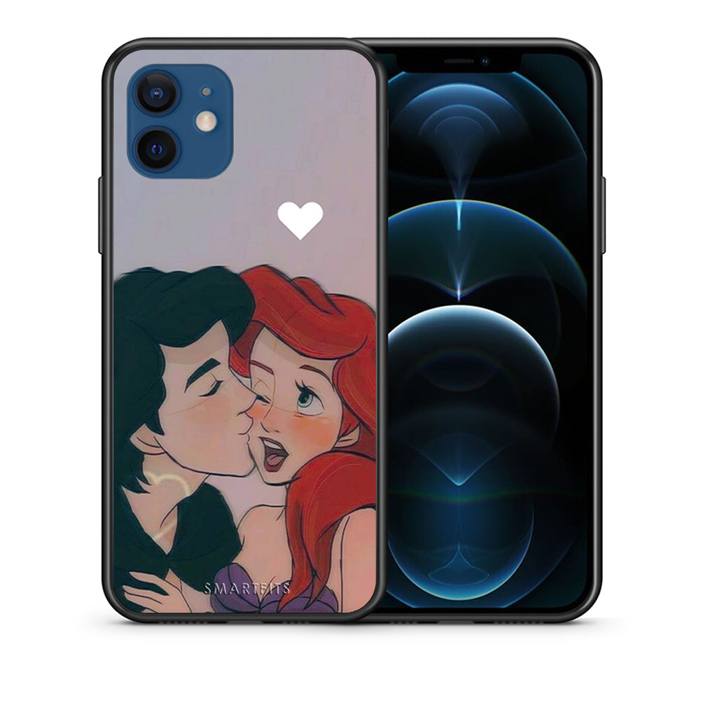 Θήκη Αγίου Βαλεντίνου iPhone 12 Mermaid Love από τη Smartfits με σχέδιο στο πίσω μέρος και μαύρο περίβλημα | iPhone 12 Mermaid Love case with colorful back and black bezels