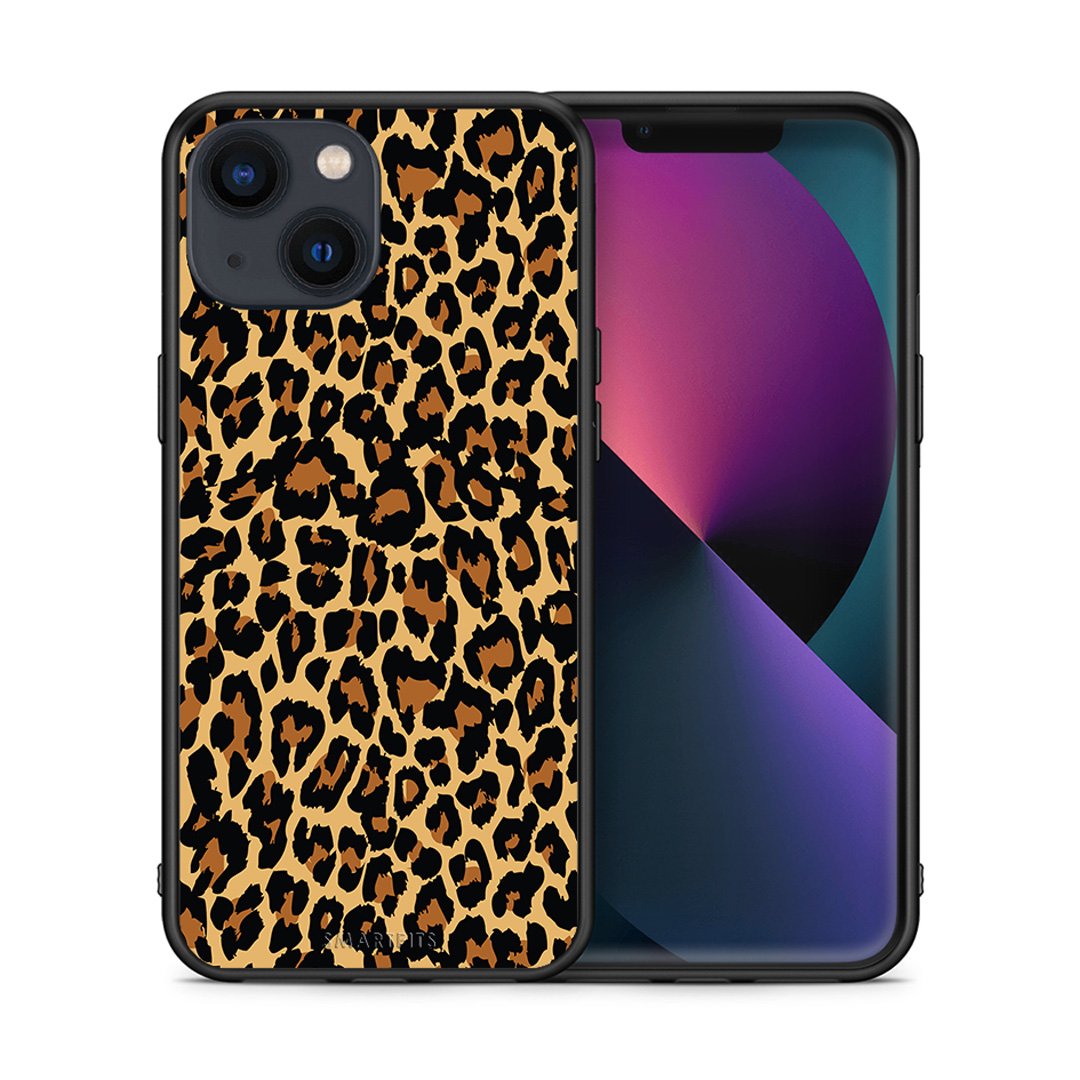 Θήκη iPhone 13 Leopard Animal από τη Smartfits με σχέδιο στο πίσω μέρος και μαύρο περίβλημα | iPhone 13 Leopard Animal case with colorful back and black bezels