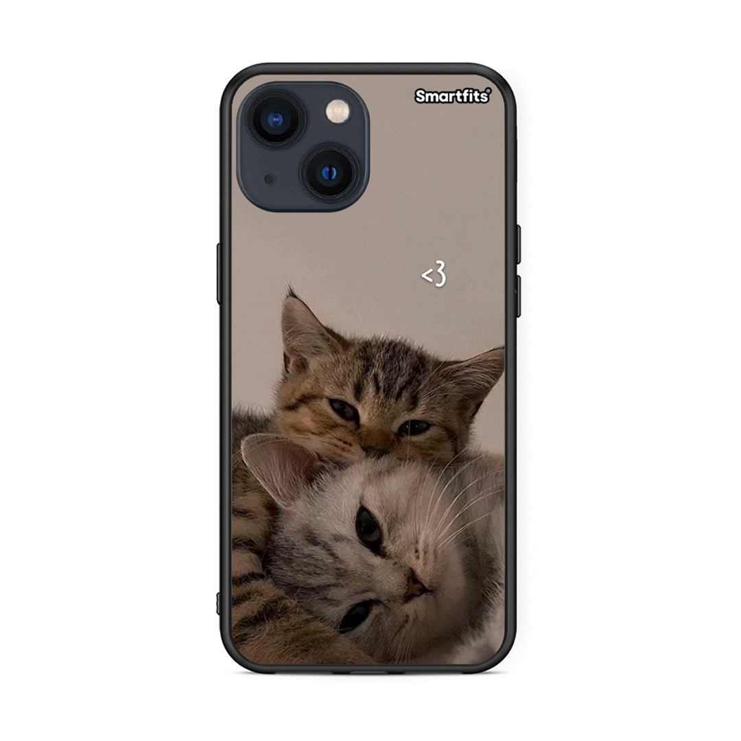 iPhone 13 Cats In Love Θήκη από τη Smartfits με σχέδιο στο πίσω μέρος και μαύρο περίβλημα | Smartphone case with colorful back and black bezels by Smartfits