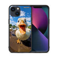 Thumbnail for Θήκη iPhone 13 Duck Face από τη Smartfits με σχέδιο στο πίσω μέρος και μαύρο περίβλημα | iPhone 13 Duck Face case with colorful back and black bezels