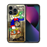 Thumbnail for Θήκη iPhone 13 Pro Duck Money από τη Smartfits με σχέδιο στο πίσω μέρος και μαύρο περίβλημα | iPhone 13 Pro Duck Money case with colorful back and black bezels