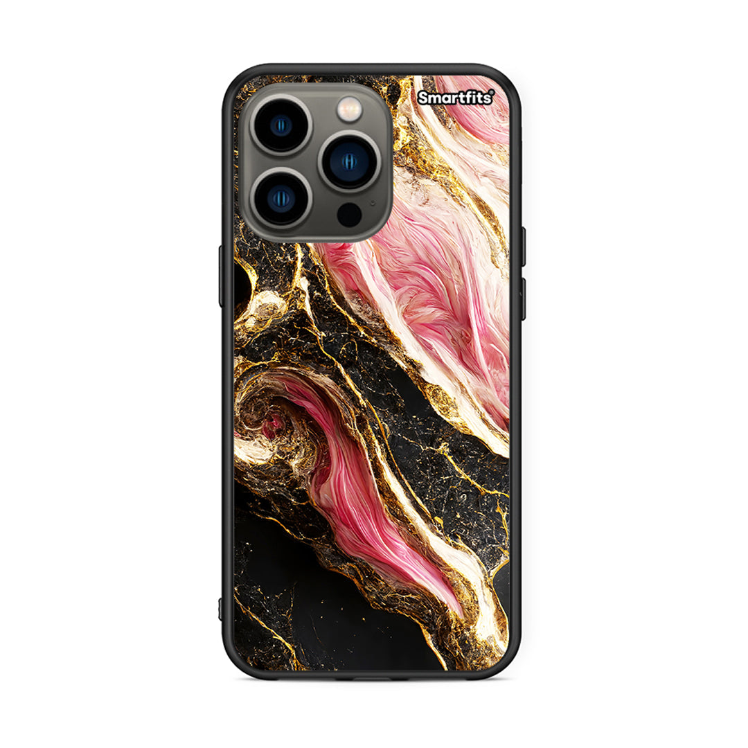 iPhone 13 Pro Glamorous Pink Marble θήκη από τη Smartfits με σχέδιο στο πίσω μέρος και μαύρο περίβλημα | Smartphone case with colorful back and black bezels by Smartfits