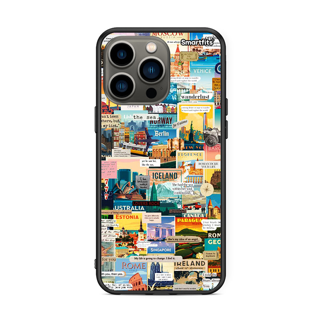 iPhone 13 Pro Live To Travel θήκη από τη Smartfits με σχέδιο στο πίσω μέρος και μαύρο περίβλημα | Smartphone case with colorful back and black bezels by Smartfits