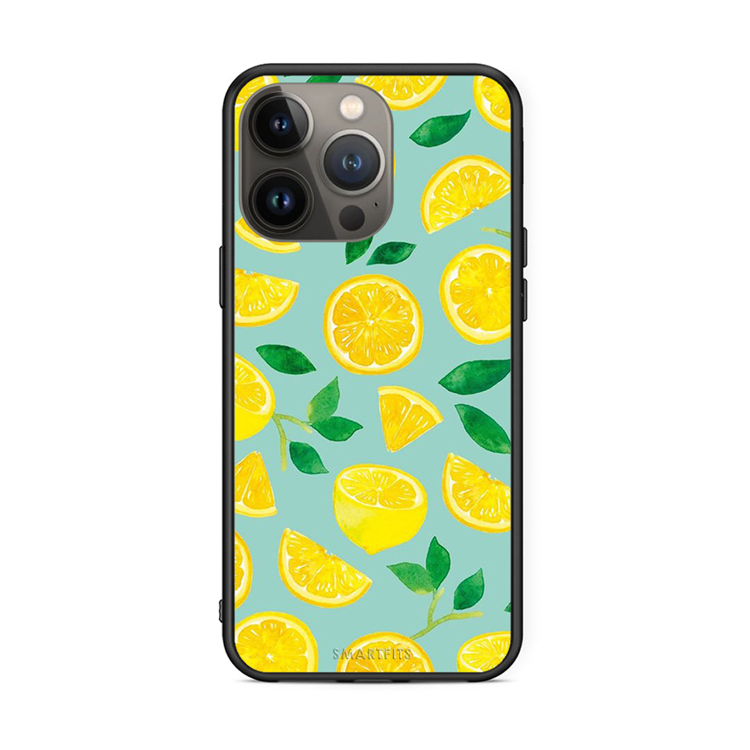 iPhone 13 Pro Max Lemons θήκη από τη Smartfits με σχέδιο στο πίσω μέρος και μαύρο περίβλημα | Smartphone case with colorful back and black bezels by Smartfits