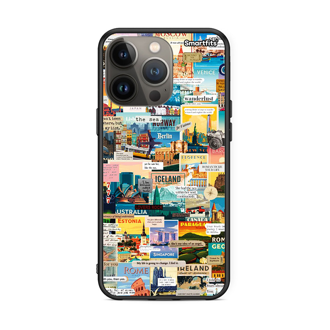 iPhone 13 Pro Max Live To Travel θήκη από τη Smartfits με σχέδιο στο πίσω μέρος και μαύρο περίβλημα | Smartphone case with colorful back and black bezels by Smartfits