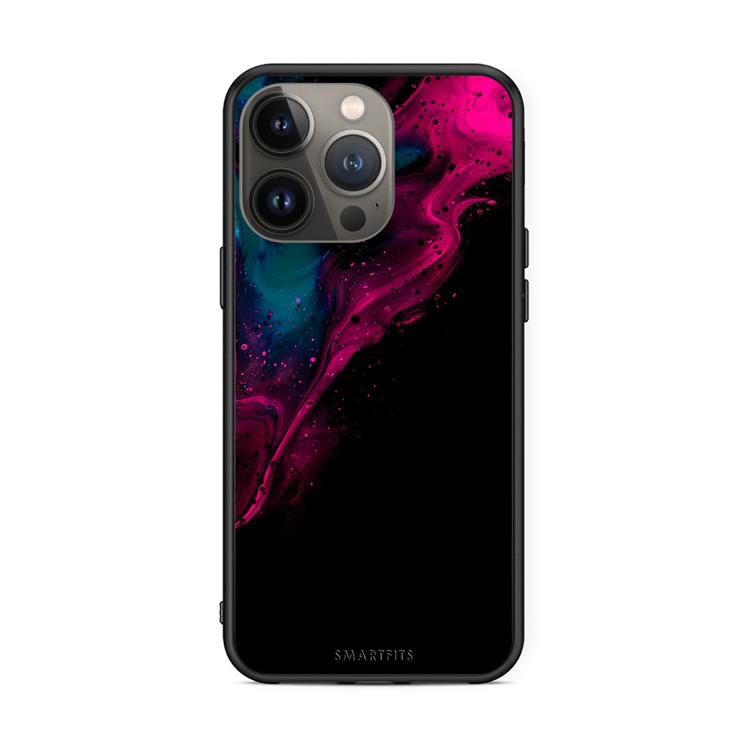 4 - iPhone 13 Pro Max Pink Black Watercolor case, cover, bumper