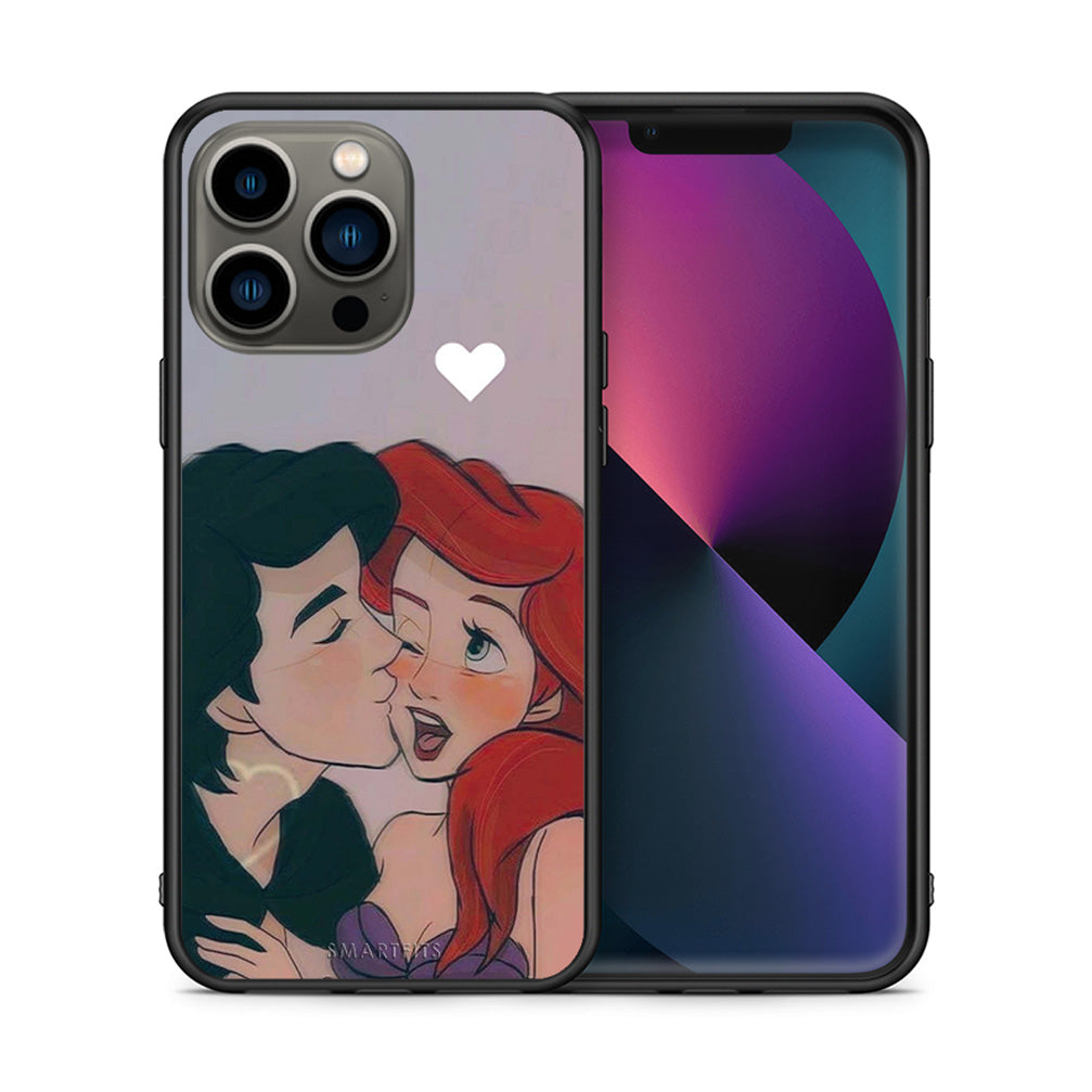 Θήκη Αγίου Βαλεντίνου iPhone 13 Pro Mermaid Love από τη Smartfits με σχέδιο στο πίσω μέρος και μαύρο περίβλημα | iPhone 13 Pro Mermaid Love case with colorful back and black bezels
