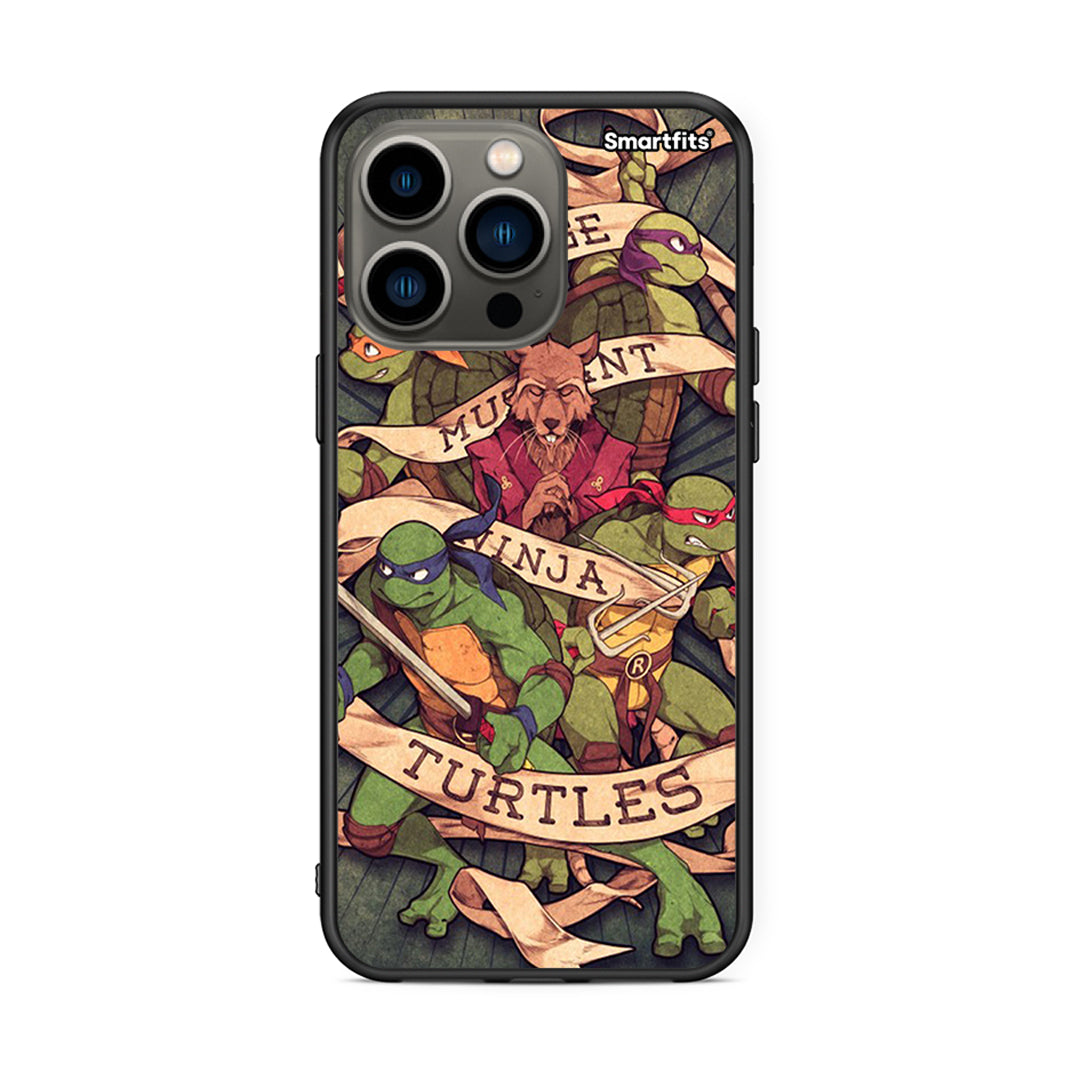 iPhone 13 Pro Ninja Turtles θήκη από τη Smartfits με σχέδιο στο πίσω μέρος και μαύρο περίβλημα | Smartphone case with colorful back and black bezels by Smartfits