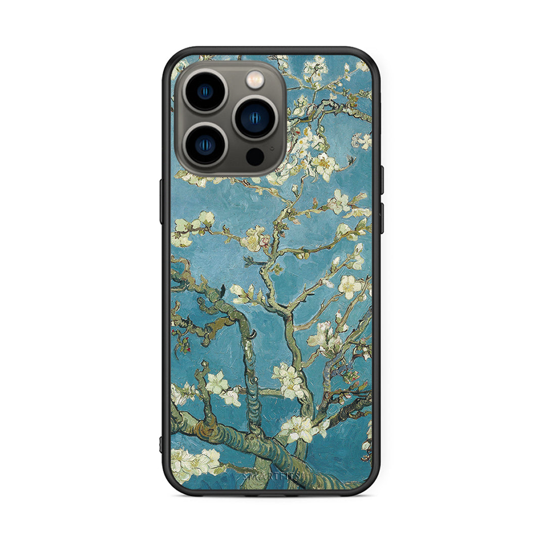 iPhone 13 Pro White Blossoms θήκη από τη Smartfits με σχέδιο στο πίσω μέρος και μαύρο περίβλημα | Smartphone case with colorful back and black bezels by Smartfits