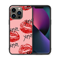 Thumbnail for Θήκη iPhone 13 Pro XOXO Lips από τη Smartfits με σχέδιο στο πίσω μέρος και μαύρο περίβλημα | iPhone 13 Pro XOXO Lips case with colorful back and black bezels