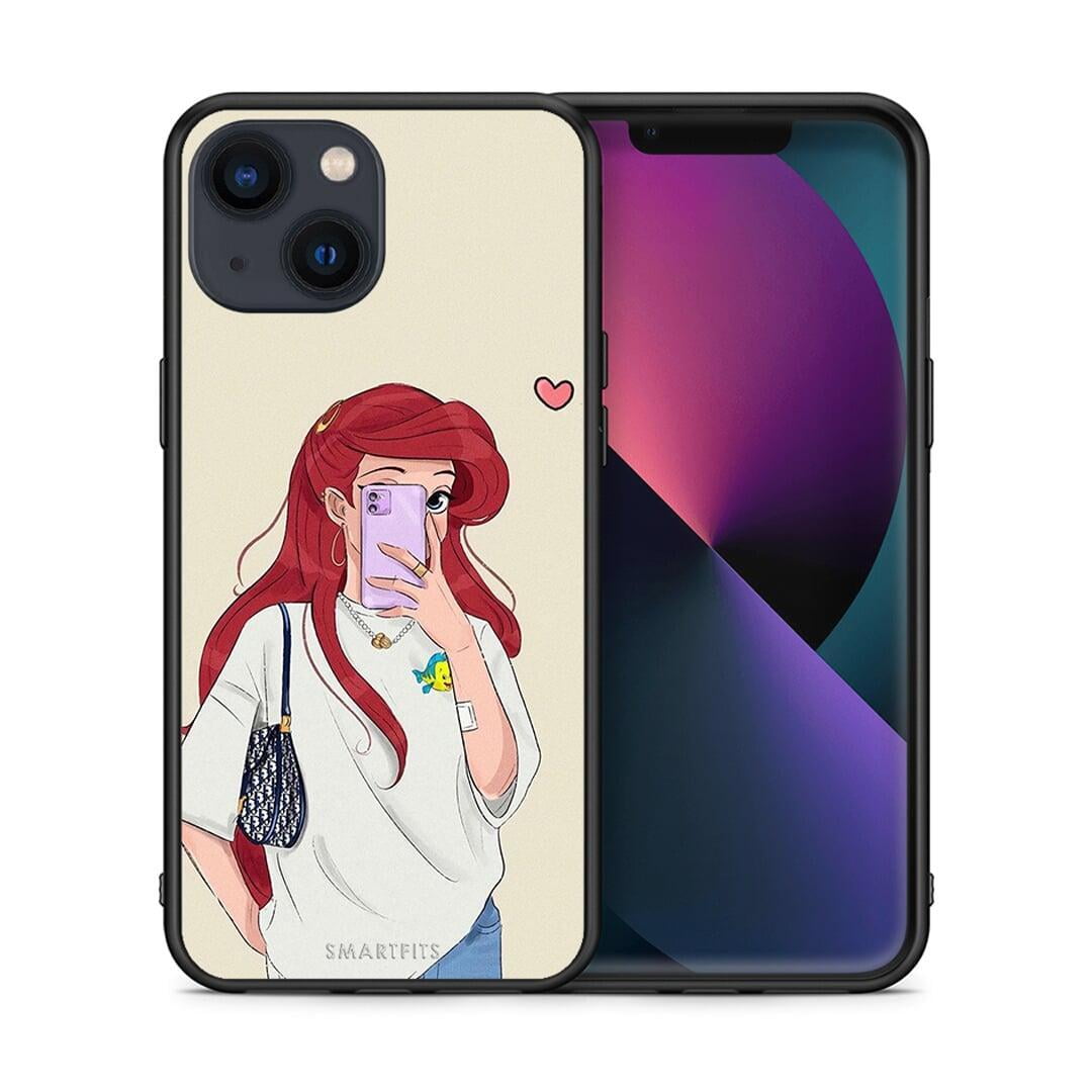 Θήκη iPhone 13 Walking Mermaid από τη Smartfits με σχέδιο στο πίσω μέρος και μαύρο περίβλημα | iPhone 13 Walking Mermaid case with colorful back and black bezels