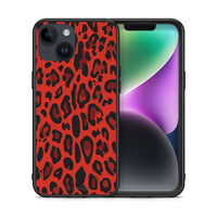 Thumbnail for Θήκη iPhone 15 Red Leopard Animal από τη Smartfits με σχέδιο στο πίσω μέρος και μαύρο περίβλημα | iPhone 15 Red Leopard Animal case with colorful back and black bezels