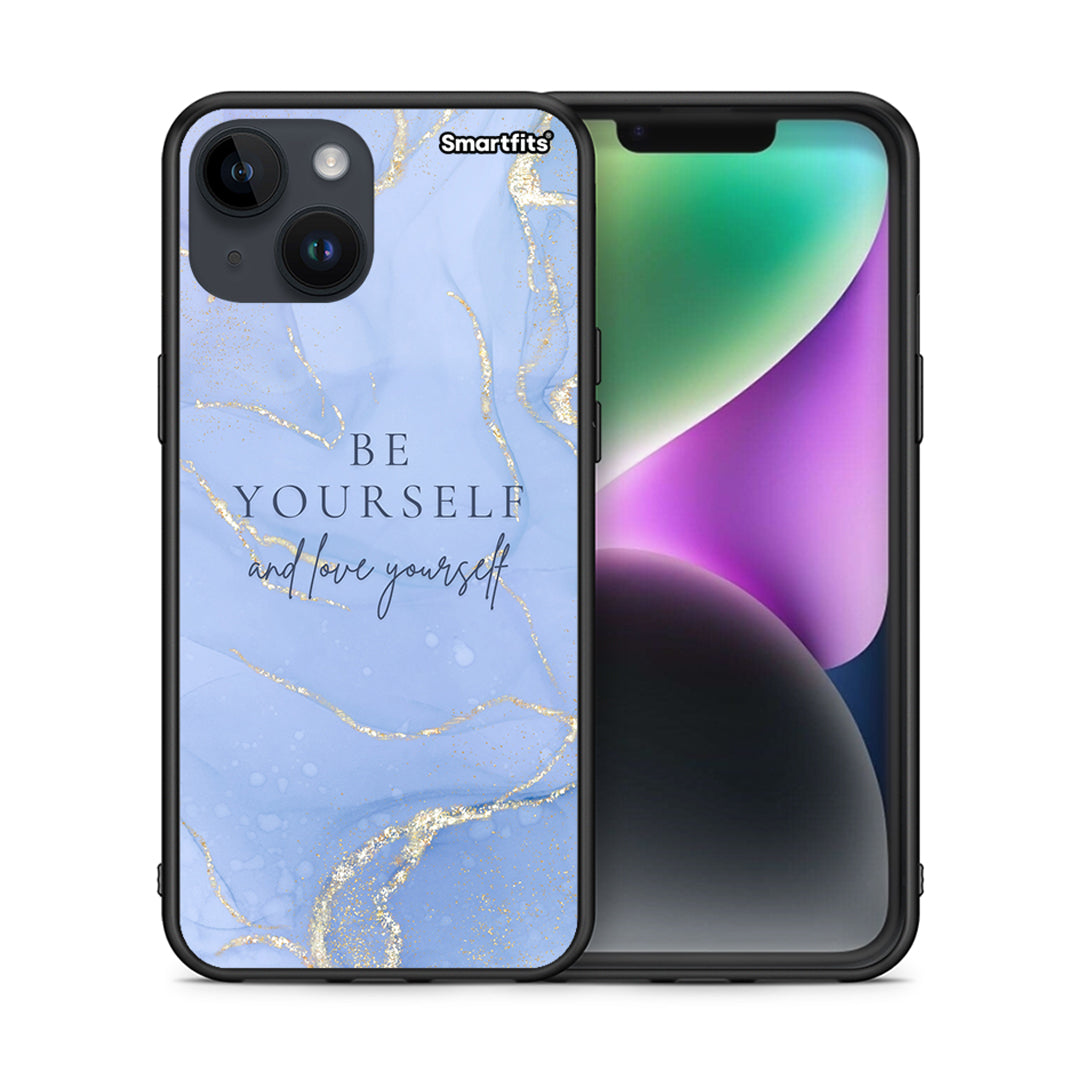 Θήκη iPhone 15 Be Yourself από τη Smartfits με σχέδιο στο πίσω μέρος και μαύρο περίβλημα | iPhone 15 Be Yourself case with colorful back and black bezels