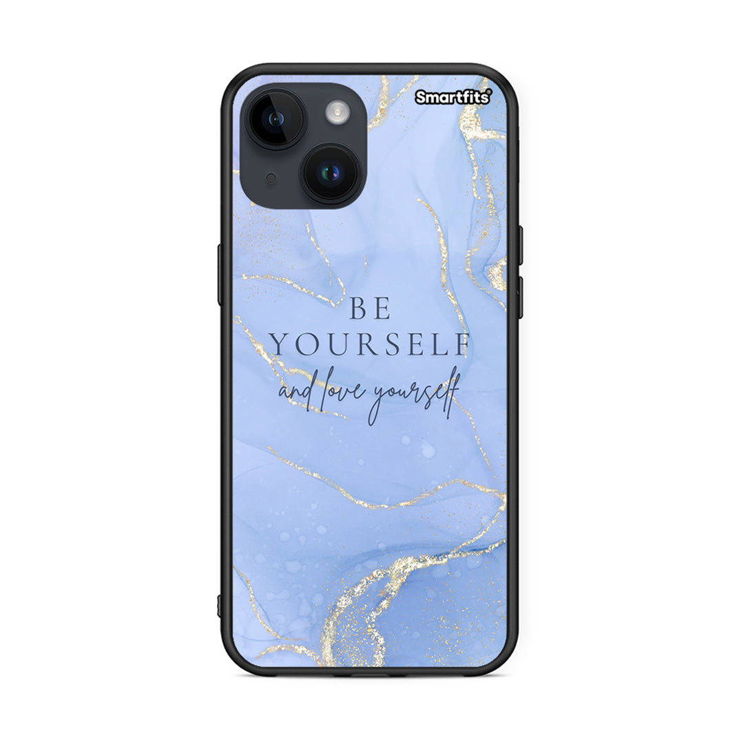 iPhone 15 Be Yourself θήκη από τη Smartfits με σχέδιο στο πίσω μέρος και μαύρο περίβλημα | Smartphone case with colorful back and black bezels by Smartfits